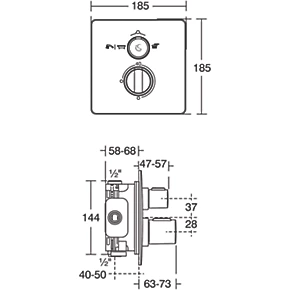 Ideal Standard Concept Easybox Concealed Thermostatic Bath & Shower Mixer Valve Fixed Chrome - Image 3