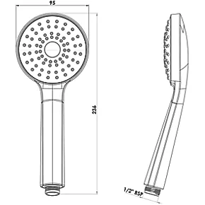 Triton Eva Shower Head White 95 x 236mm - Image 2